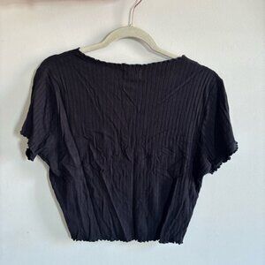 Lou & Grey Black Ribbed Crop Top